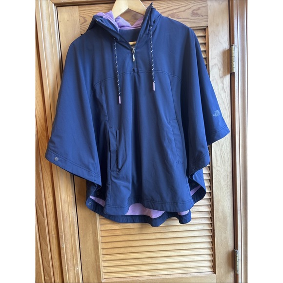 Women's The North Face Vida Poncho, Cosmic Blue XS/TP EUC pink Lining - Picture 1 of 16